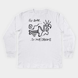 Doodle flamingo Kids Long Sleeve T-Shirt